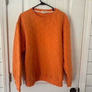 Orange Quilted Men's pullover 100% cotton preppy